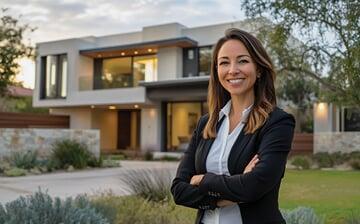 an agent standing in front of a home they've just listed