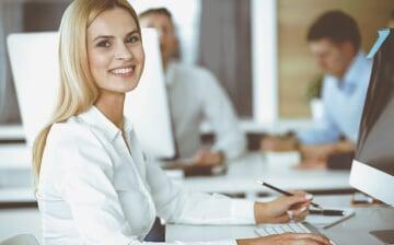 A property manager at a computer