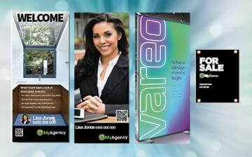 Various types of signage for real estate agents