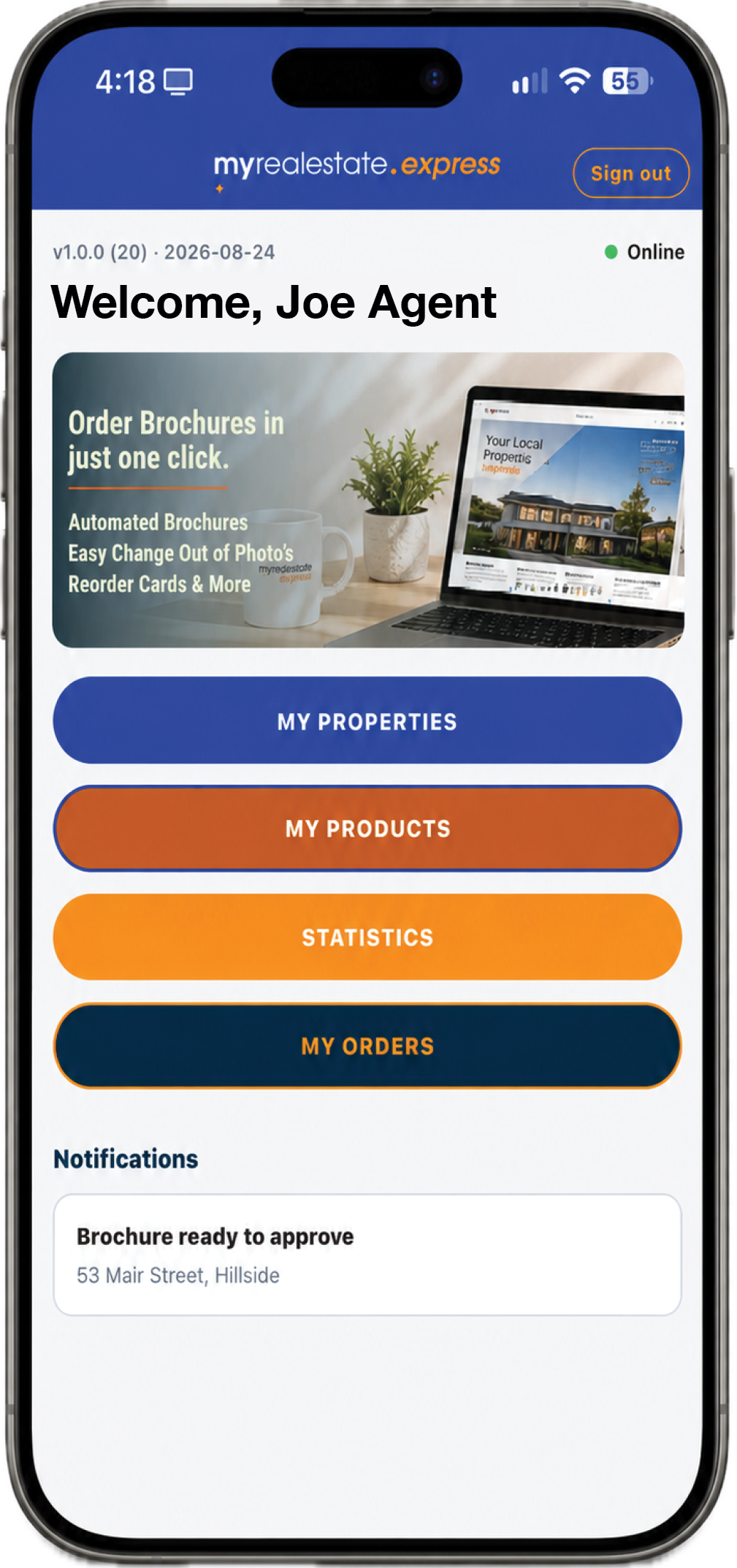 MRE Agent App welcome screen