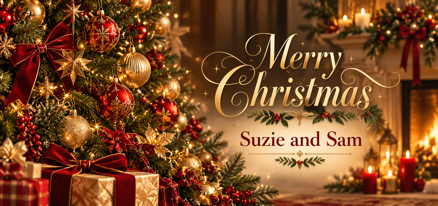 Merry Christmas fireside greeting card for real estate clients