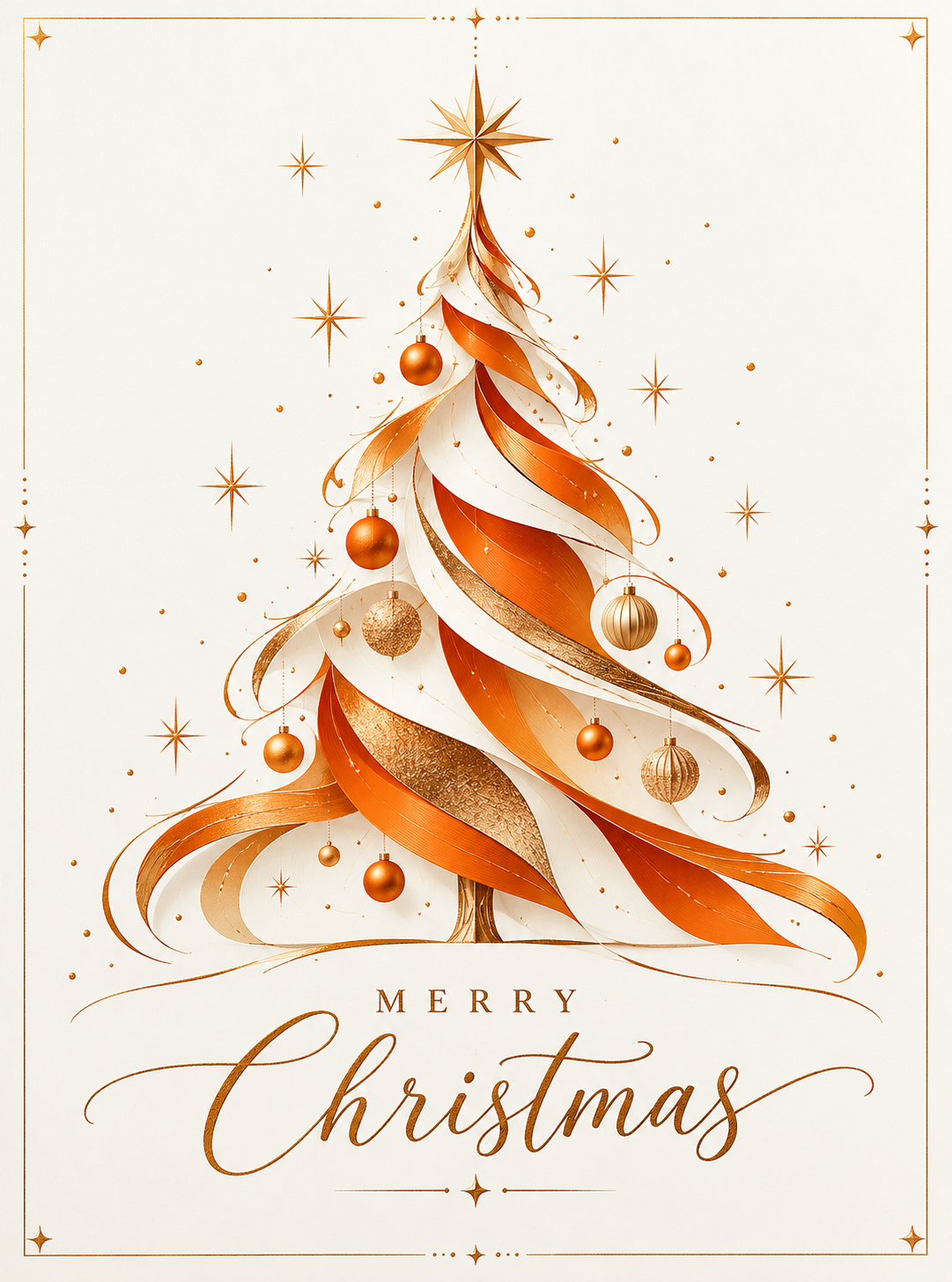 Orange Christmas tree greeting card for real estate clients