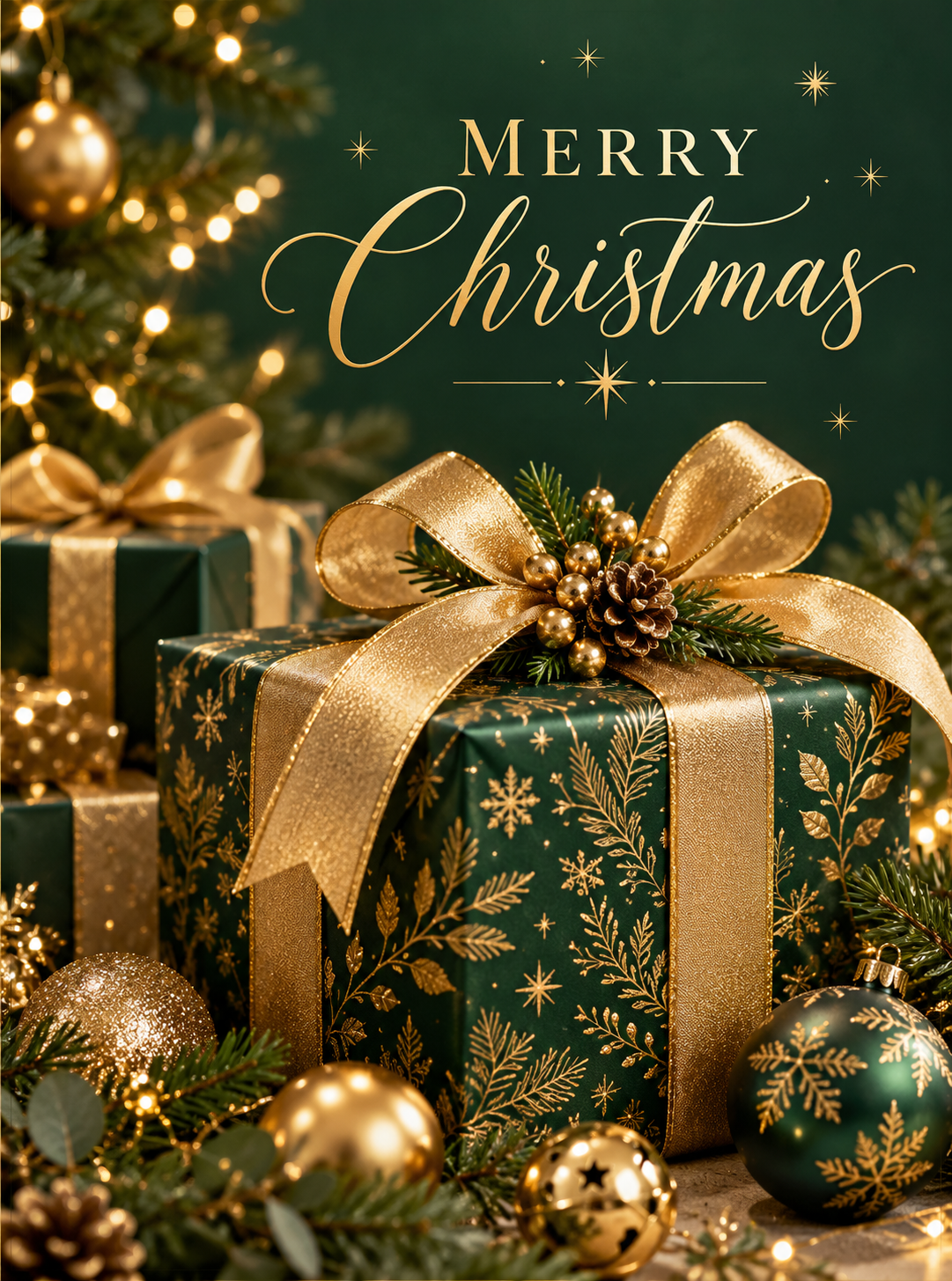 Gold Christmas gift greeting card for real estate clients