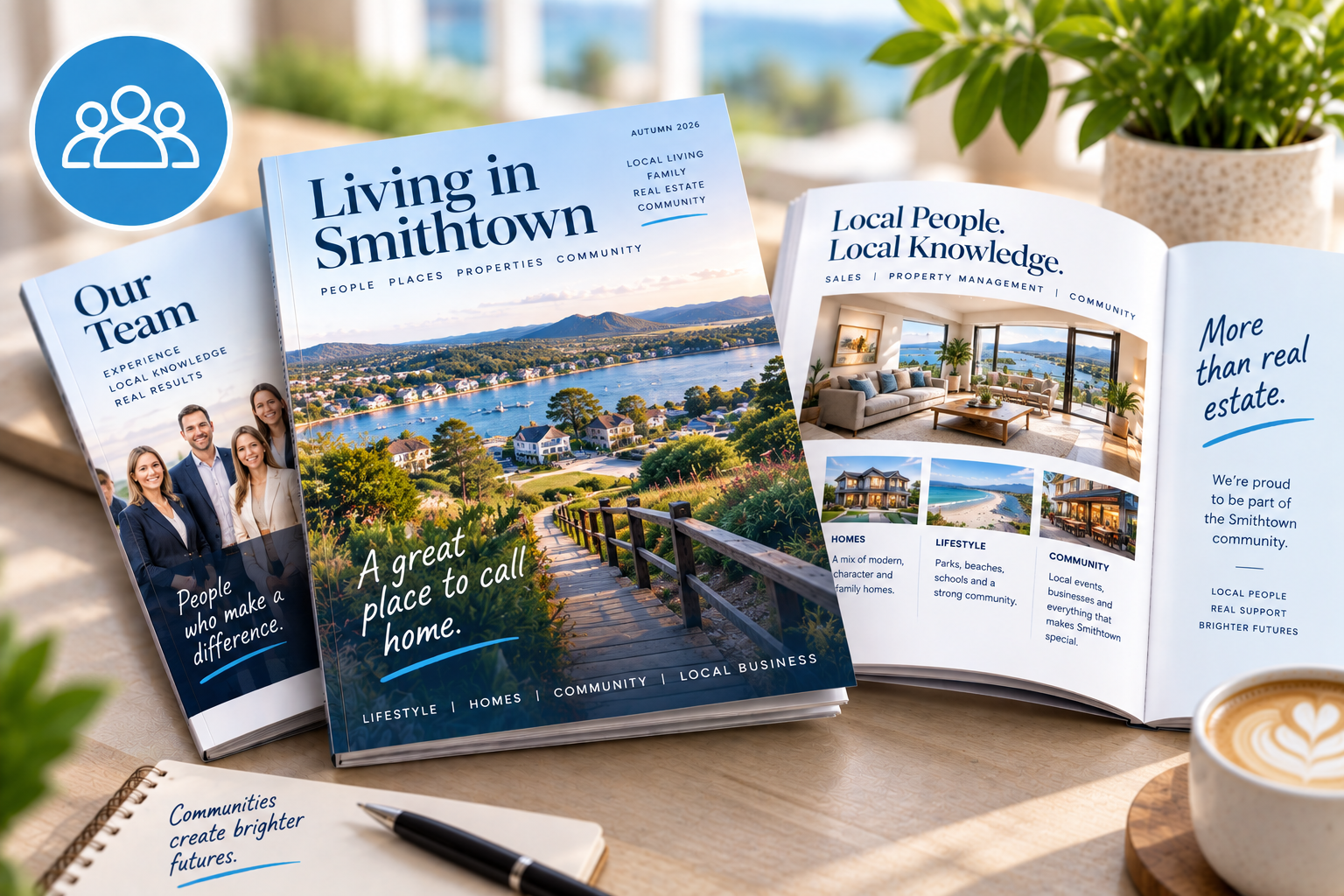 Agent team and lifestyle property magazine variations for real estate