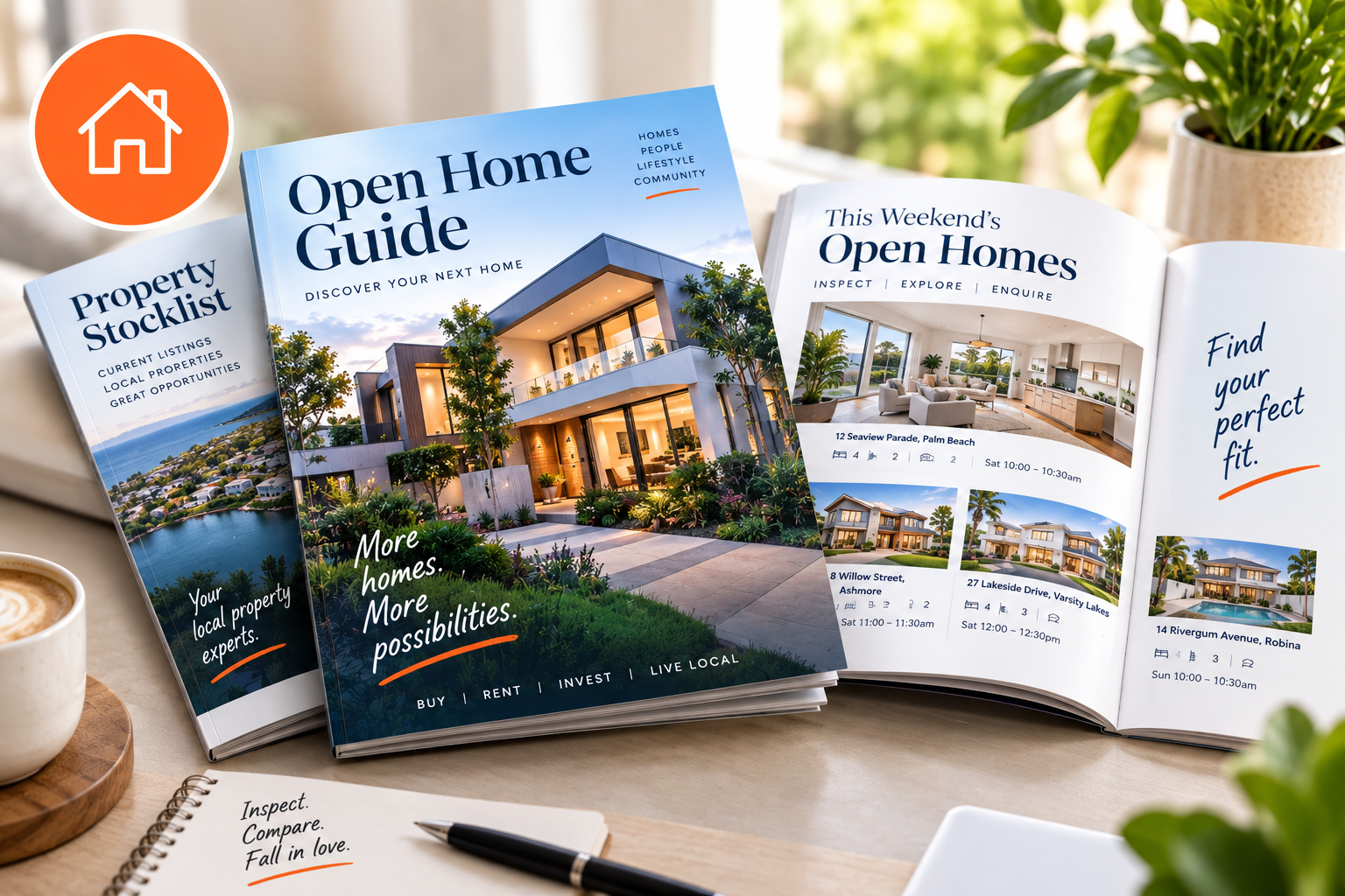 Open for Inspection and Stocklist Guide magazine variations for real estate