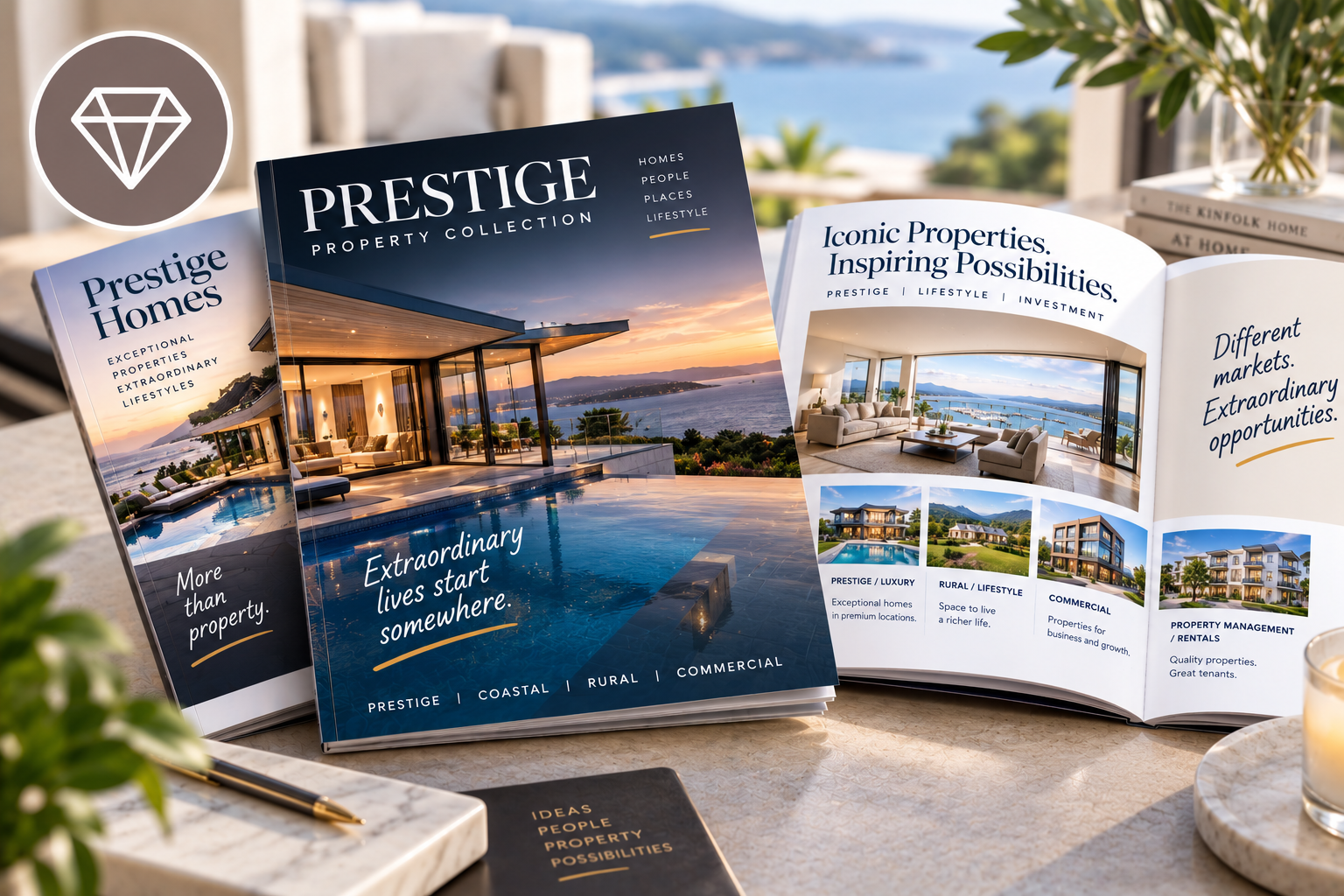 Prestige luxury commercial and specialist property magazine variations
